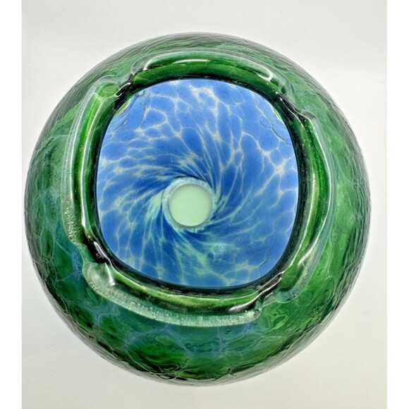 Kitras Art Glass Candle Dome Blue Green Van Glow Starry Night Luminary Used - Picture 9 of 13